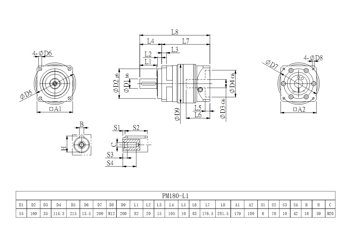 伺服行星减速机PM180_L1图纸